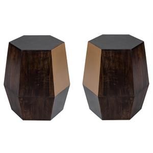 Home Square Wood Accent Table in Antique Gold - Set of 2 | Cymax