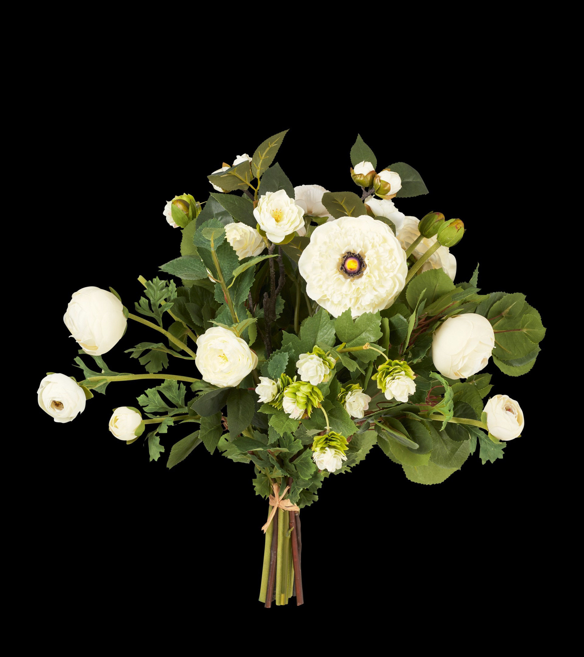 Faux Ranunculus & Hop Bunch - White | OKA US