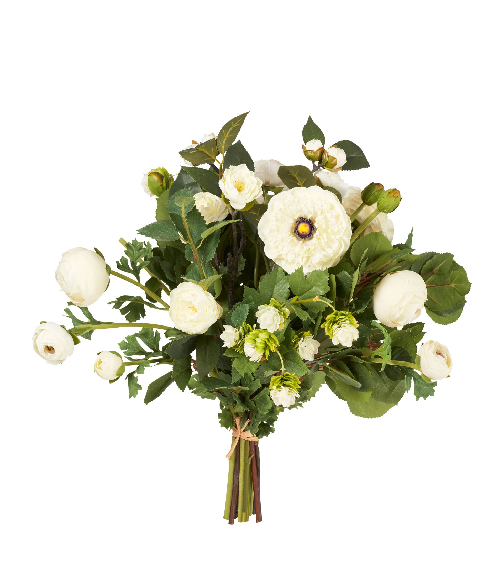 Faux Ranunculus & Hop Bunch - White | OKA US