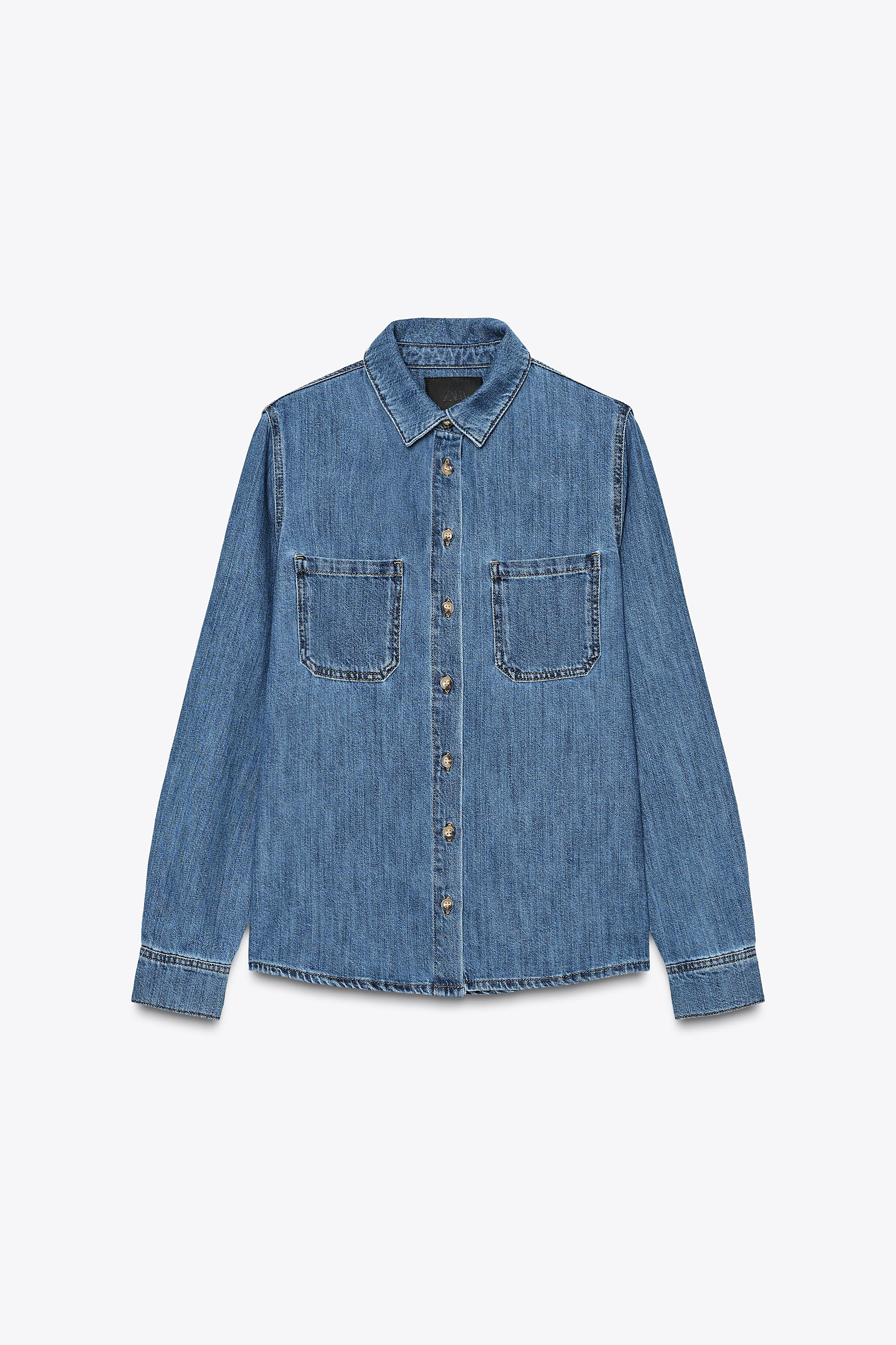 ZARA WOMAN COLLECTIONOvershirt made of cotton yarn. Lapel collar and long sleeves with cuffs. Pat... | Zara US