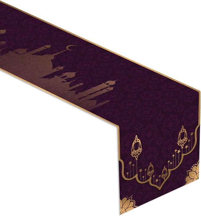 Rainlemon Linen Eid Mubarak Table Runner Ramadan Mosque Lattern Islamic Holiday Home Dinning Room... | Amazon (US)