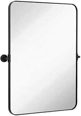 Hamilton Hills Black Metal Surrounded Round Pivot Mirror | Silver Backed Adjustable Moving & Tilt... | Amazon (US)