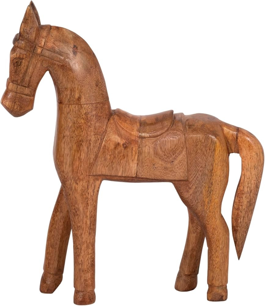 Sagebrook Home Mango Wood 13" Natural Standing Horse Figurine with Saddle, Exquisite Home Decor A... | Amazon (US)