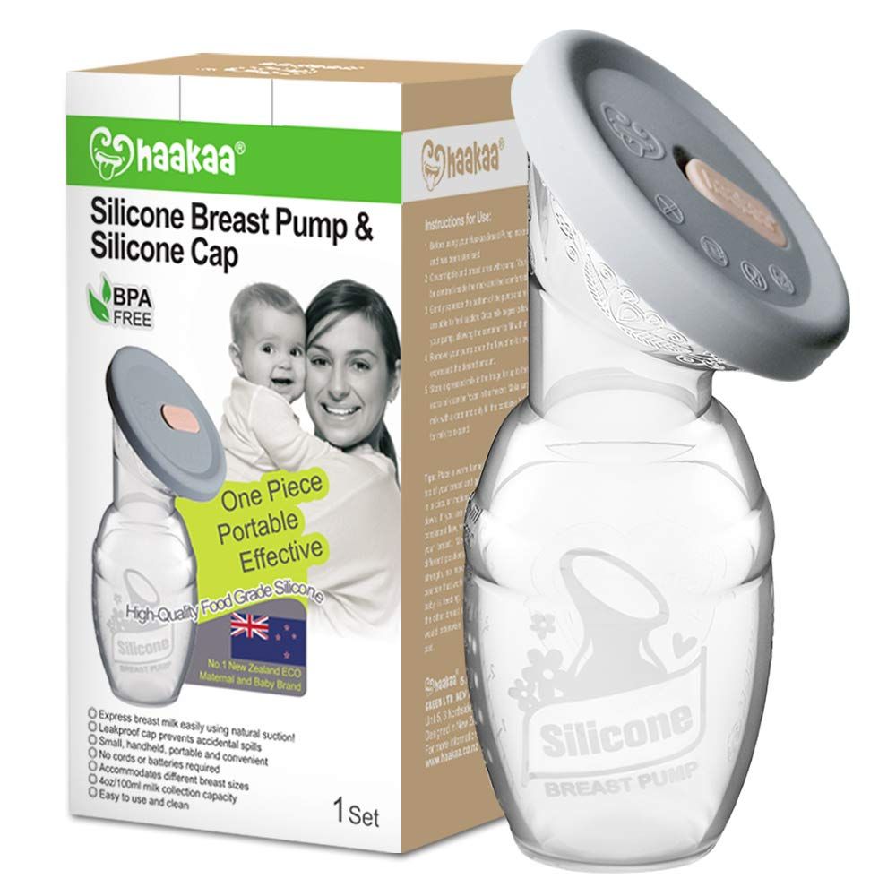 Haakaa Manual Breast Pump Breastfeeding Pump 4oz/100ml+Lid Food Grade Silicone | Amazon (US)