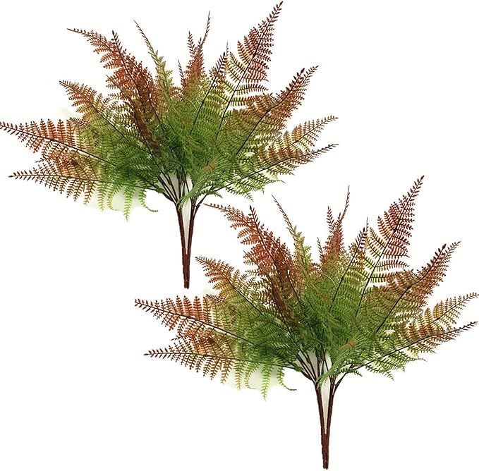 Artificial Fern Shrubs, Plastic Bushes Grass Leaves Fake Plants Wedding Indoor Outdoor Home Garde... | Amazon (US)