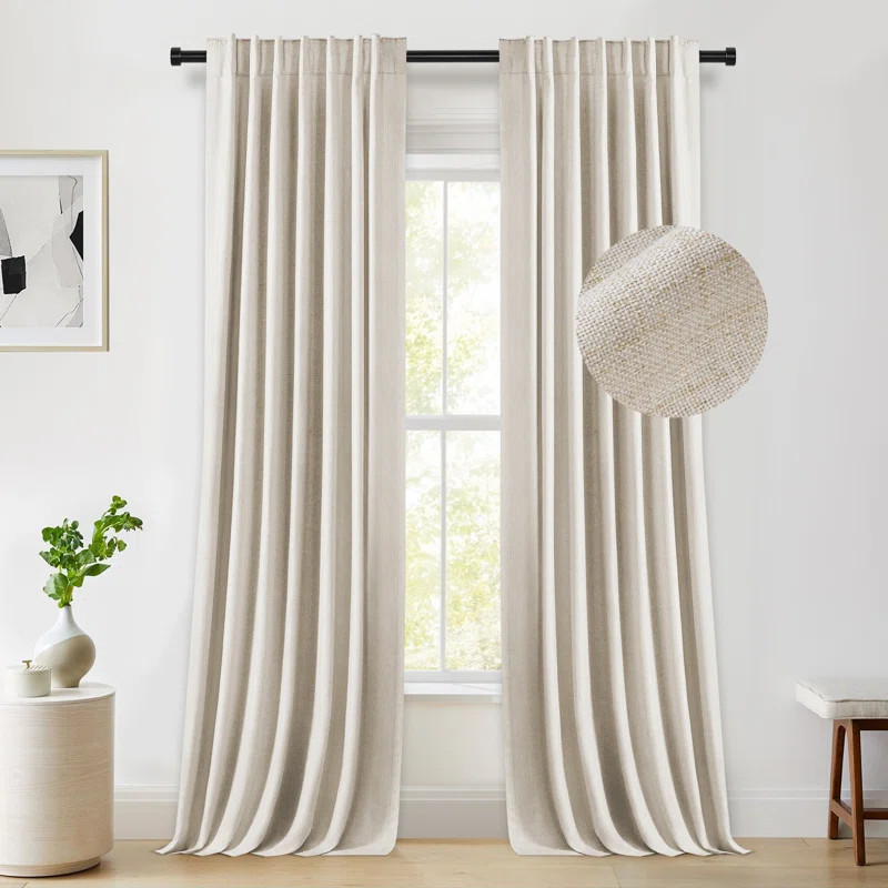 Graciella Thermal Insulated Faux Linen Max Blackout Curtains Back Tab/Rod Pocket Bedroom Drapes | Wayfair North America