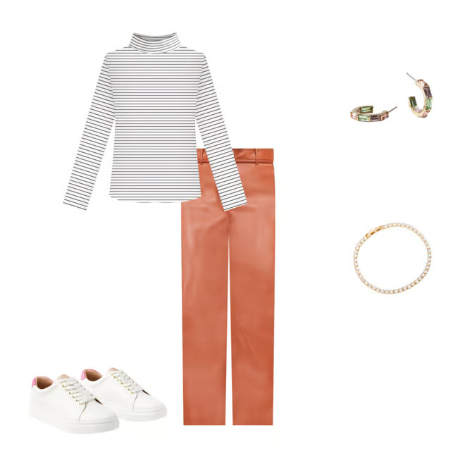 Belted Slim Taper Pants in Faux Leather | LOFT