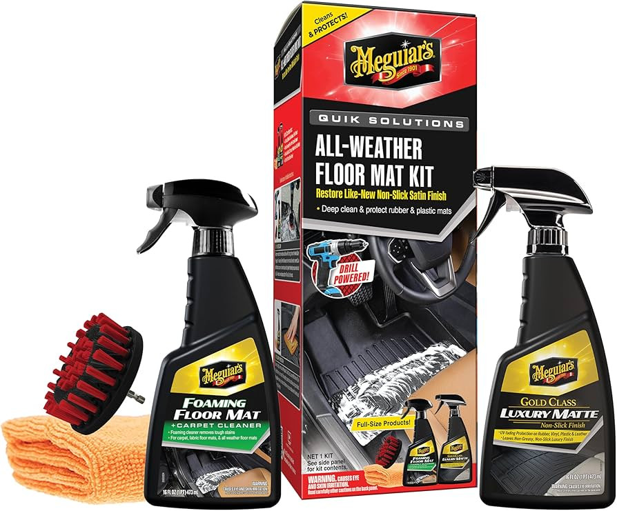 Meguiar’s Quik Solutions All-Weather Floor Mat Kit,All Weather Floor Mat Cleaner and Car Mat Pr... | Amazon (US)