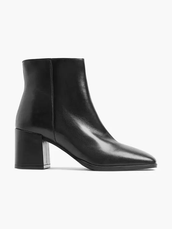 Black Leather Classic Heeled Ankle Boot | Deichmann (DE)