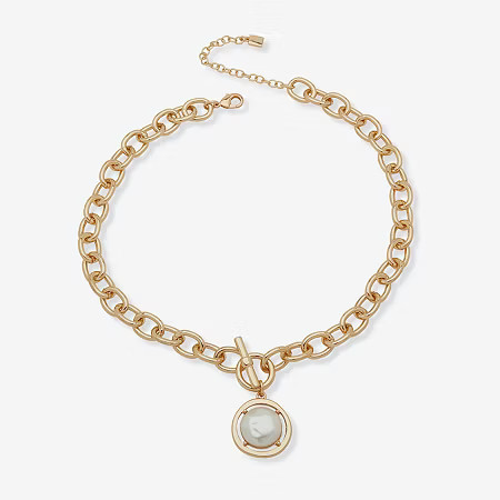 Worthington Gold Tone Toggle Womens White Simulated Pearl 17 Inch Pendant Necklace, One Size, White | JCPenney