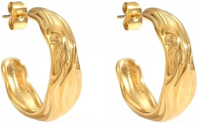 2026 Golden Earrings Business Casual Multifunctional Style，1.0 Inch Gold Stainless Steel Hoop E... | Amazon (US)