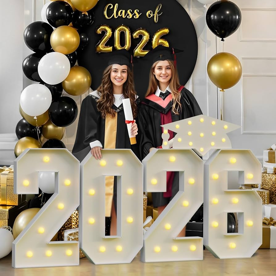 3FT Graduation Decorations 2026, Class of 2026 Light up Numbers with Yellow Light for College Hig... | Amazon (US)