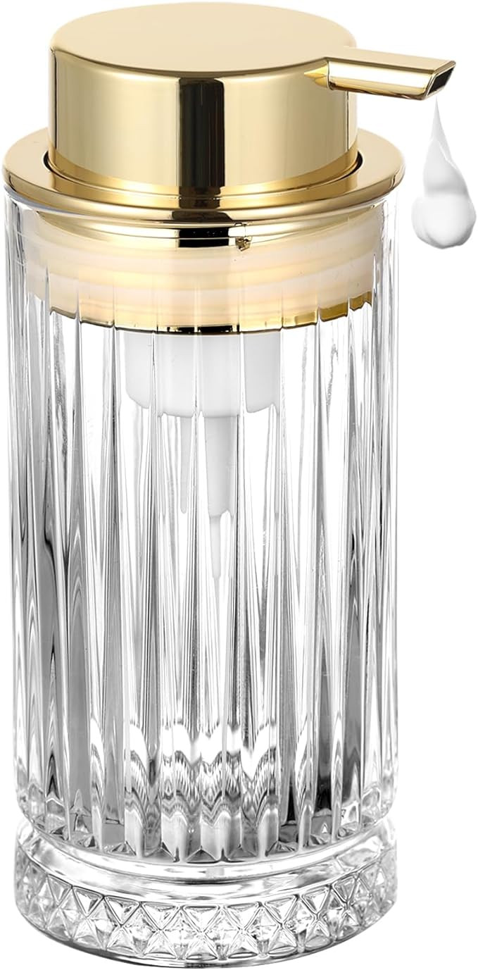 Glass Foam Soap Dispenser, Refillable Foaming Dispenser with Gold Pump, Foam Hand Soap Dispenser ... | Amazon (US)