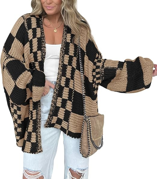 BTFBM Casual Cardigan Sweater for Women Fall 2025 Long Sleeve Open Front Chunky Knit Sweaters Che... | Amazon (US)