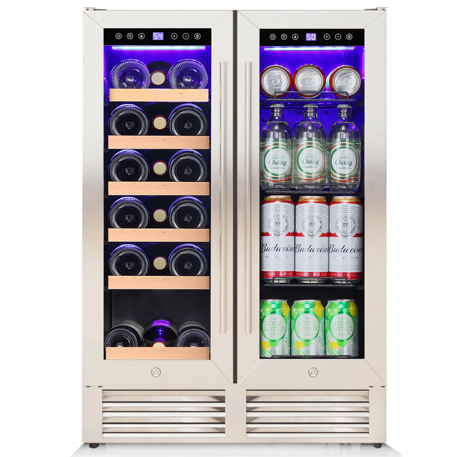 23.4'' 18 Bottle and 56 Can Dual Zone Freestanding/Built-In Wine & Beverage Refrigerator | Wayfair North America