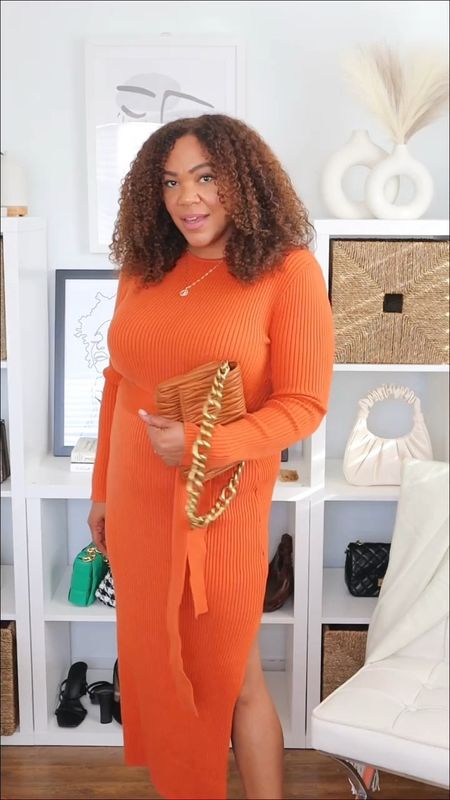 Expect to see more orange🍊on my feed! Such a great color, right?! It’s a tie waist midi sweater dress. I got it in an xl. 

#LTKunder50 #LTKcurves #LTKFind