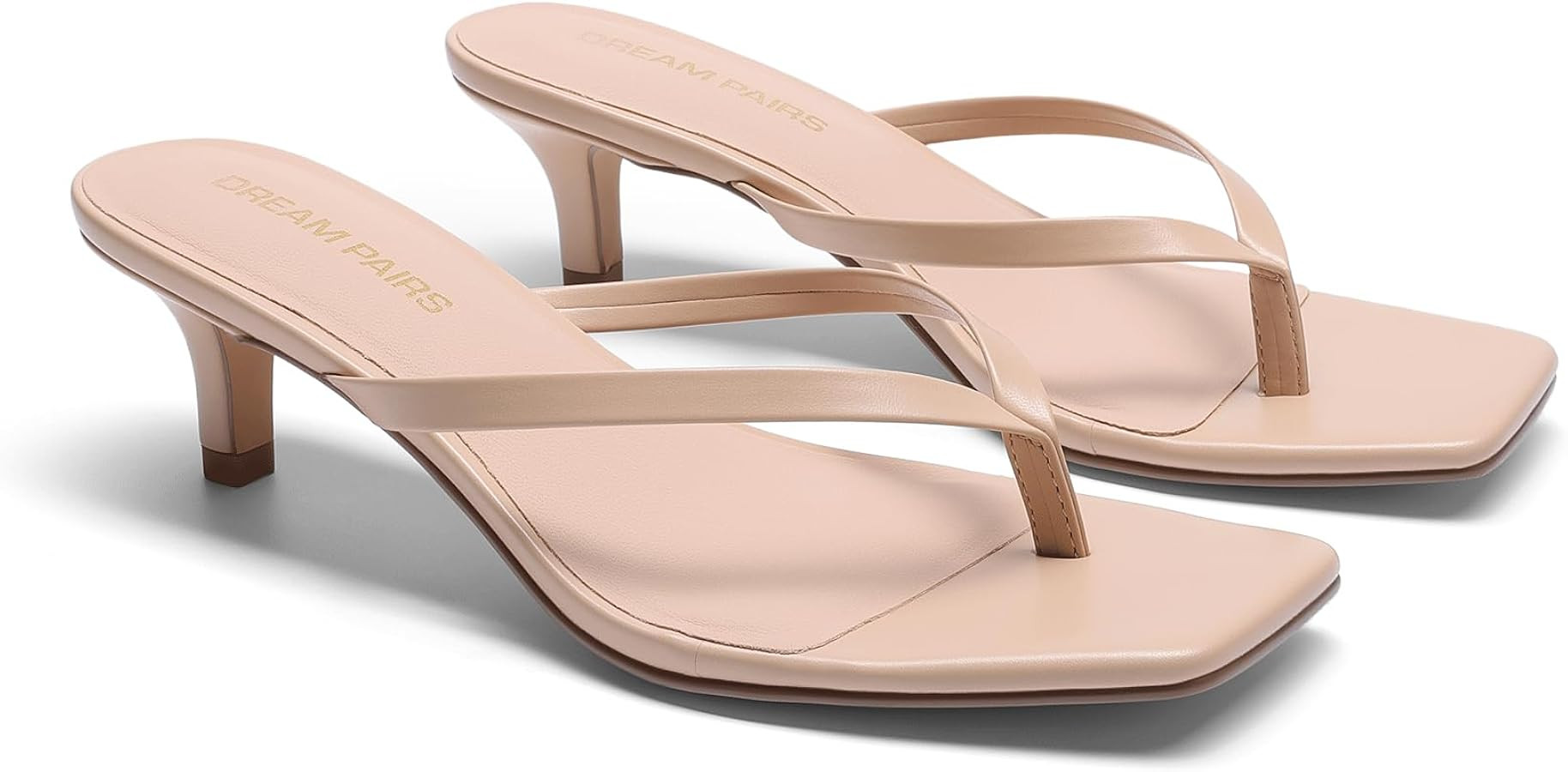 DREAM PAIRS Kitten Heels for Women Flip Flop Low Heels Square Open Toe Sandals Thong 1.97 Inch He... | Amazon (US)