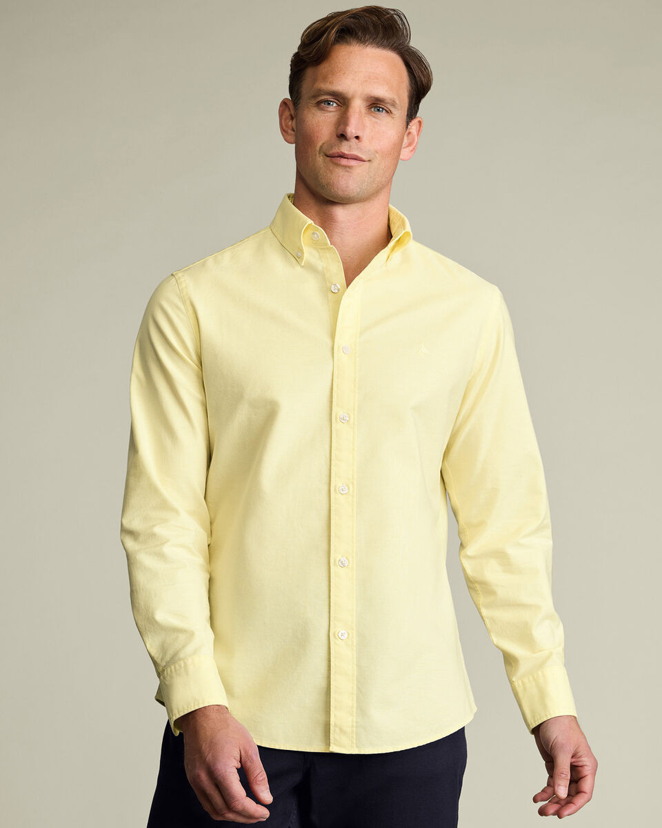 Button-Down Stretch Washed Oxford Shirt \u2013 Lemon Yellow | Charles Tyrwhitt