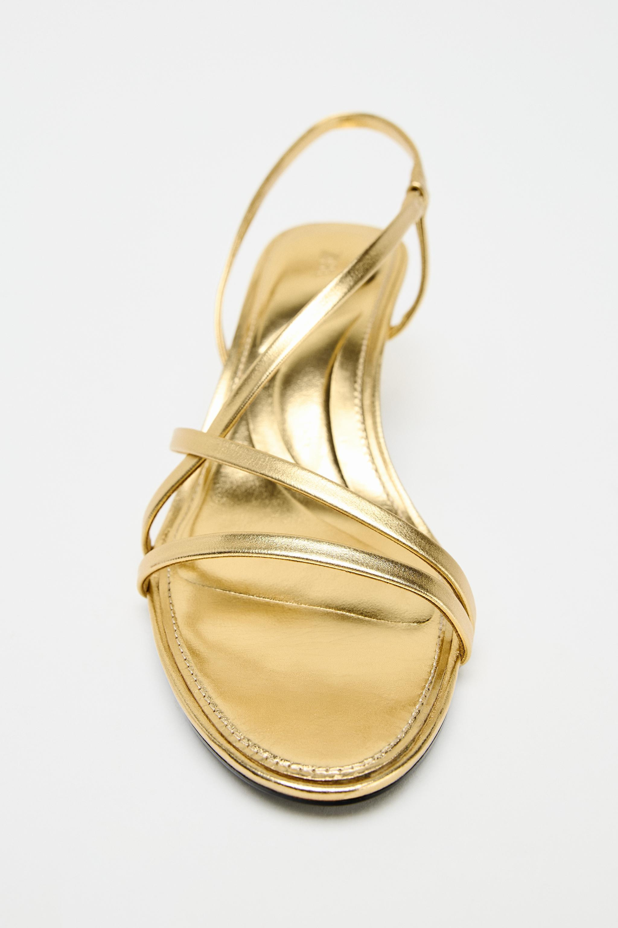 LEATHER KITTEN HEEL SANDALS | Zara UK