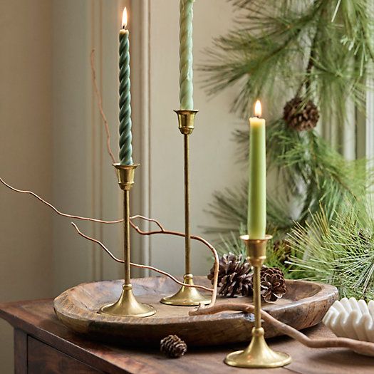 Classic Antiqued Brass Candlestick, Tall | Terrain