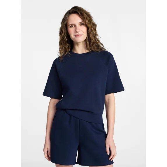Time and Tru Women's Boxy Sweatshirt with Short Sleeves, Size XS-XXXL - Walmart.com | Walmart (US)