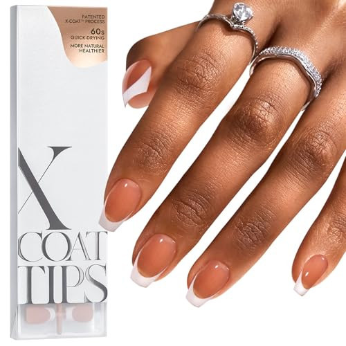 BTArtboxnails French Tip Press on Nails - Fake Nails Brown Short Coffin XCOATTIPS, No Need to File Gel Nail Tips for Nail Art Easy DIY | Amazon (US)