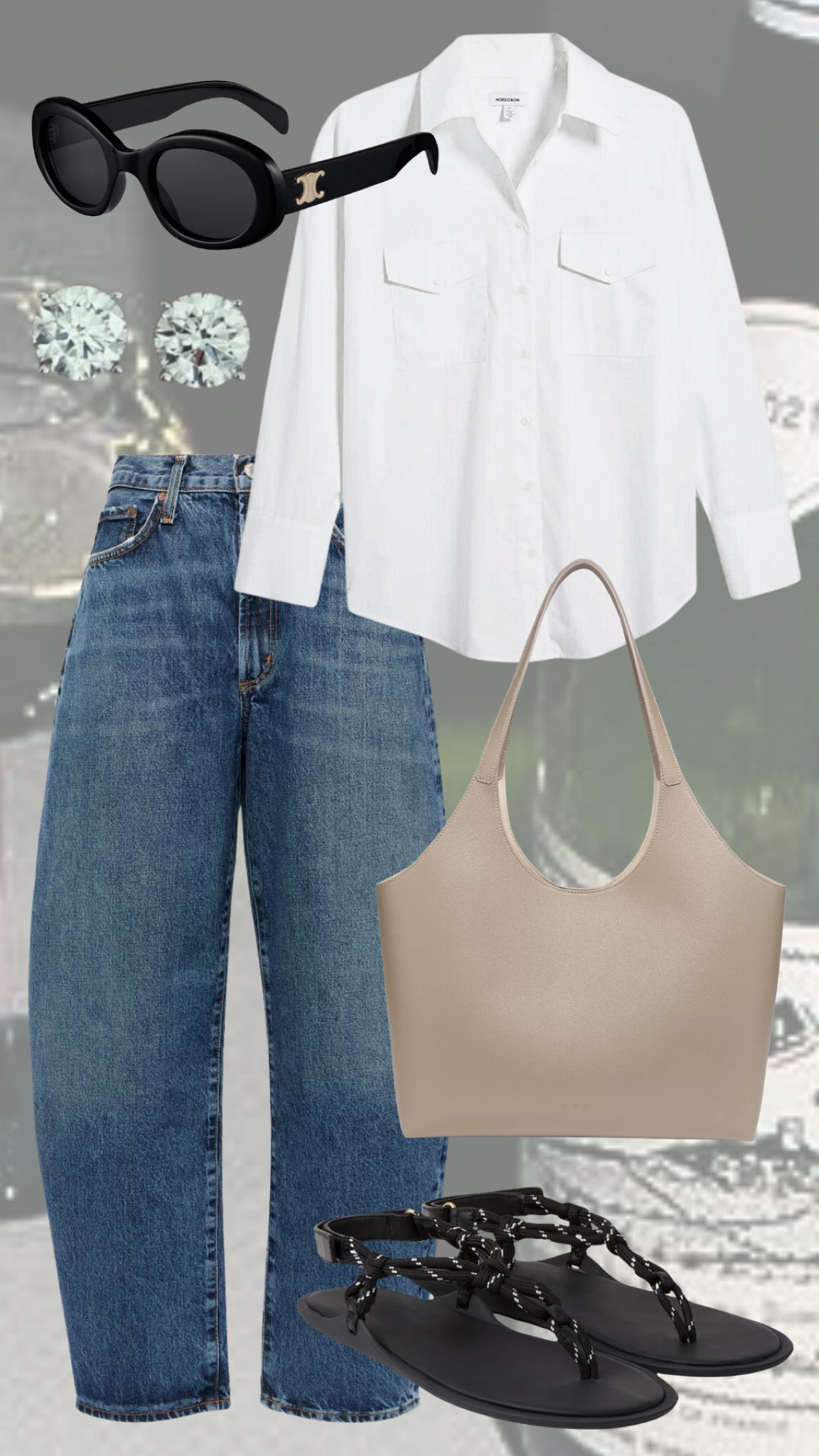 Summer Casual // Summer Outfit // Barrel Jeans // Button Up Shirt // Rope Sandals // Tote Bag // Always Coco Fine Studs 

#LTKShoeCrush #LTKStyleTip