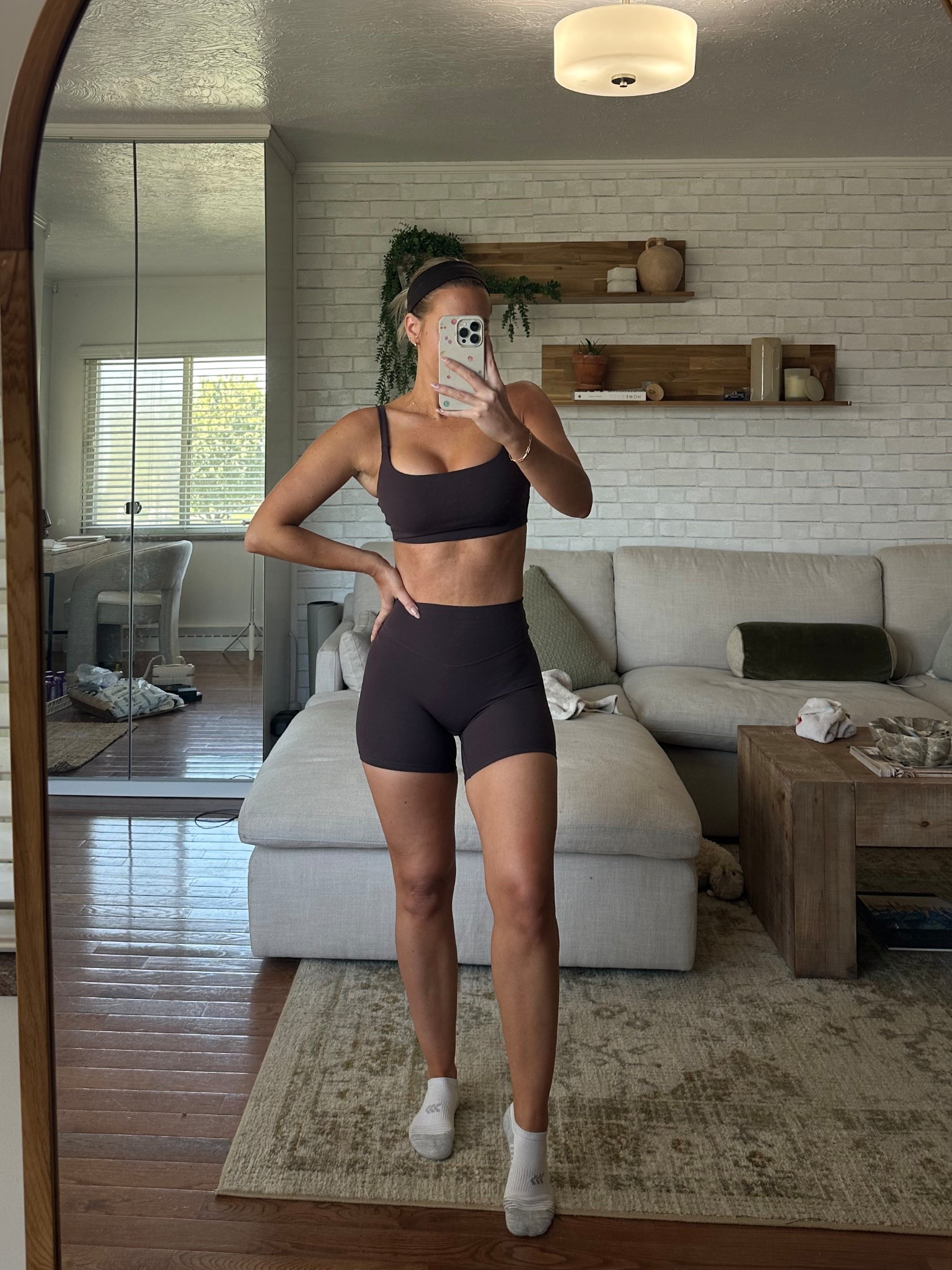 Workout outfit & it’s on sale! 

I wear a XS in the shorts and a small in the sports bra 

#LTKSaleAlert #LTKActive #LTKFindsUnder100