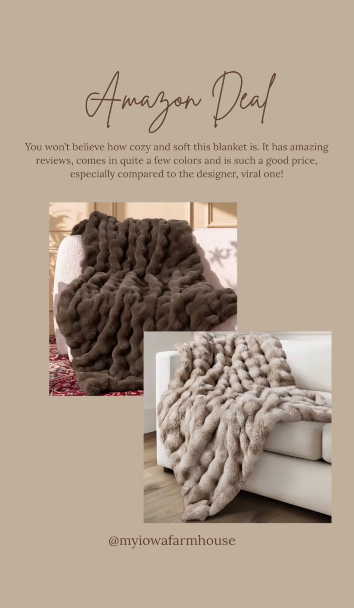 This blanket is so soft. It comes in several different colors and really is a great price! Keep it for yourself or give it as a gift! ￼

#LTKHome #LTKselfcare