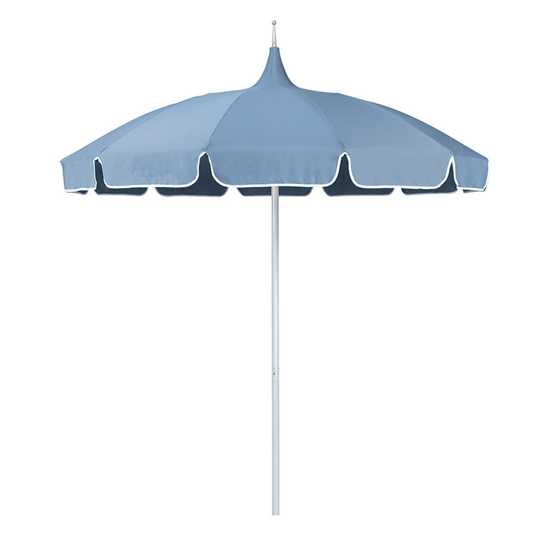 Round Solid Pagoda Outdoor Patio Umbrella, Fiberglass with Push Lift - Air Blue, 8.5', Sunbrella | The Company Store | The Company Store