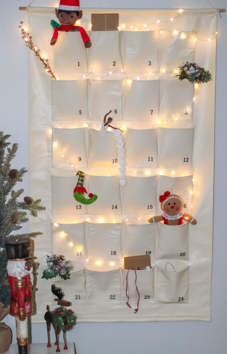 Christmas Hanging Leather Advent Calendar With 24 Pockets Educational Holiday Decor - Etsy Canada | Etsy (US)