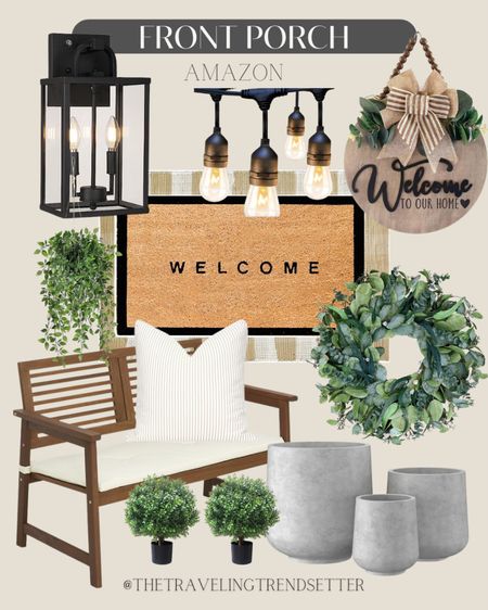 Amazon front porch - Amazon patio - greenery / how to decorate patio , porch , rug , bench , pots , plants , lights , patterns - Amazon home must haves 

#LTKHome #LTKFamily #LTKSeasonal