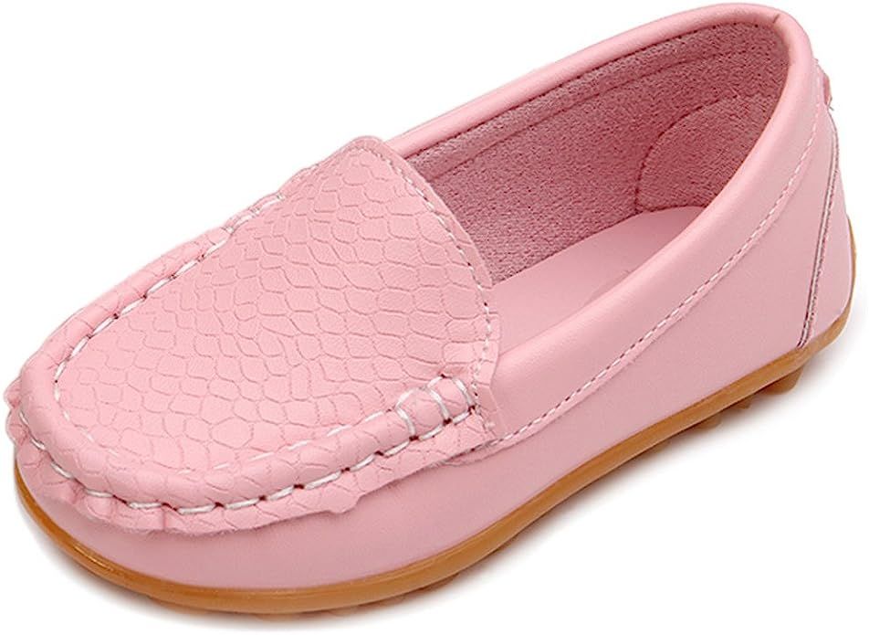 LONSOEN Toddler Little Kid Boys Girls Soft Slip On Loafers Dress Flat Shoes | Amazon (US)