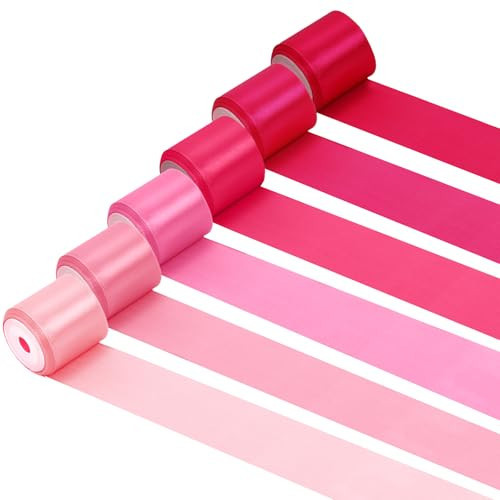 6 Rolls Pink Satin Ribbon 1-1/2 Inch Assorted Pink Hot Pink Satin Ribbons Pink Ribbon Solid Color Satin Ribbon Set for Gift Wrapping Wedding Valentine's Day, 5 Yards Each Color, Total 30 Yards | Amazon (US)