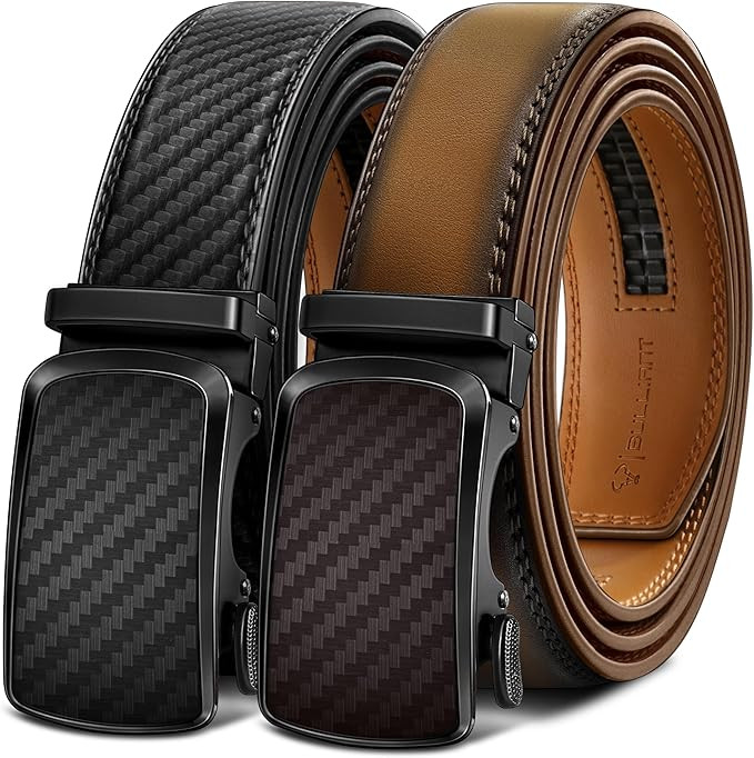 BULLIANT Men's Ratchet Belt 2 Pack-Click Leather Belt Adjustable for Men Gift 1 3/8-Cut for Perfe... | Amazon (US)