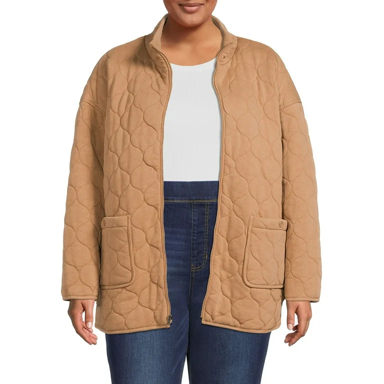 Time and Tru Women's and Plus Onion Quilted Boyfriend Jacket - Walmart.com | Walmart (US)