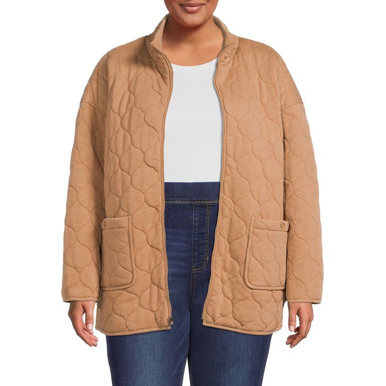 Time and Tru Women's and Plus Onion Quilted Boyfriend Jacket | Walmart (US)