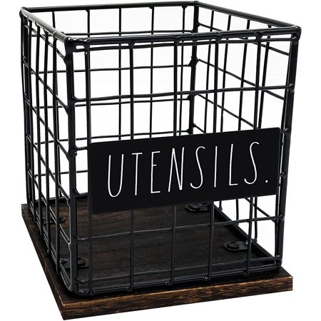 Utensil Caddy - Silverware Holder Cutlery Caddy for Fork Knife and Spoon - Rustic Farmhouse Metal Gr | Walmart (US)