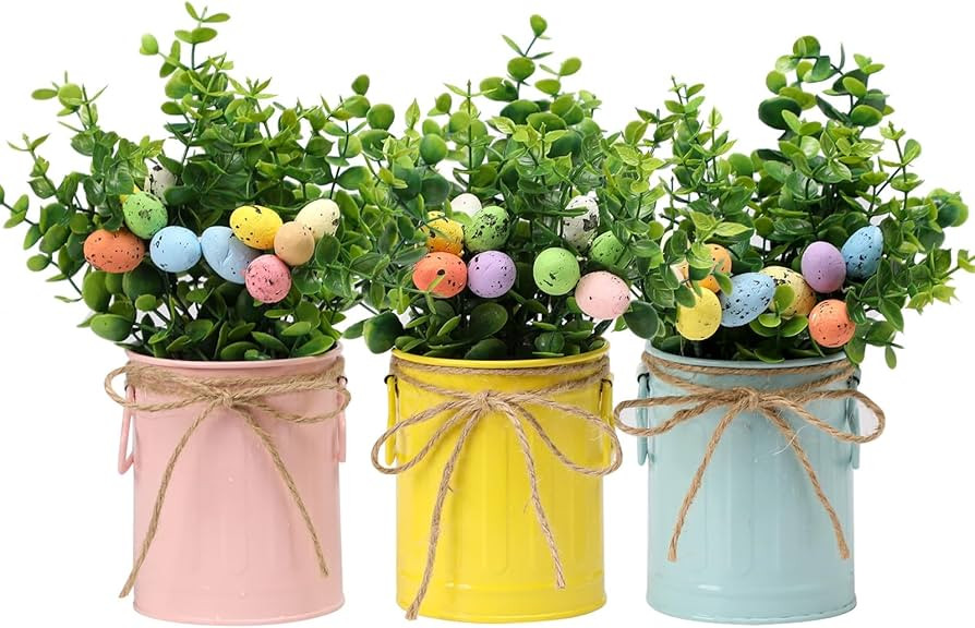 Easter Decor, Easter Centerpiece Table Decorations, 3 Pack Artificial Eucalyptus Branches Potted ... | Amazon (US)