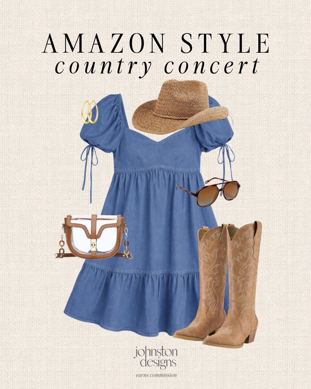 Country concert ready! 🤠 This denim dress + boots combo is the easiest outfit that still feels styled and put together.

Amazon country concert outfit, denim dress outfit, western style outfit, cowboy boots outfit, country concert look, summer concert outfit, nashville outfit inspo, western chic style, affordable concert outfit, amazon fashion finds, 2026 concerts. 

 #LTKFestival #LTKootd #LTKSeasonal