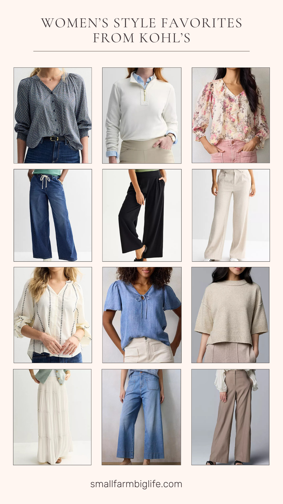 Kohl’s style refresh and I’m loving these elevated everyday pieces 🤍✨

From flutter sleeve blouses and embroidered button front tops to wide leg trousers, pull on jeans, and soft quarter zip layers. These are the kind of staples that make getting dressed easy. Feminine details, flattering high rise fits, and polished neutrals you can mix and match all season long 👖🌸 

 #LTKgrwm #LTKootd #LTKOver40