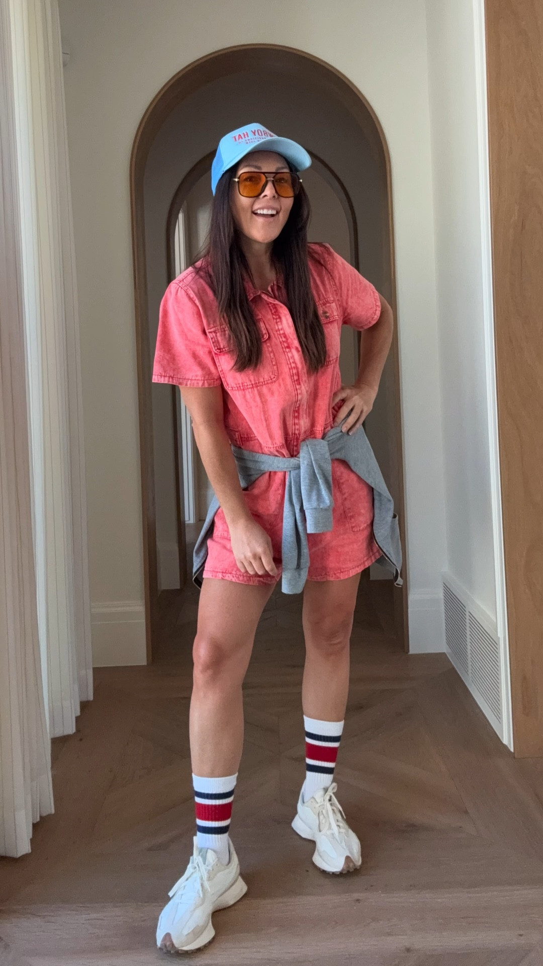 The best zip up onsie comes in 3 colors. 
I ordered a size large - usually a small! 
Aviator. Actions look alike hoodie and cowboy hat . Retro socks 

#LTKSaleAlert #LTKSummerEdit