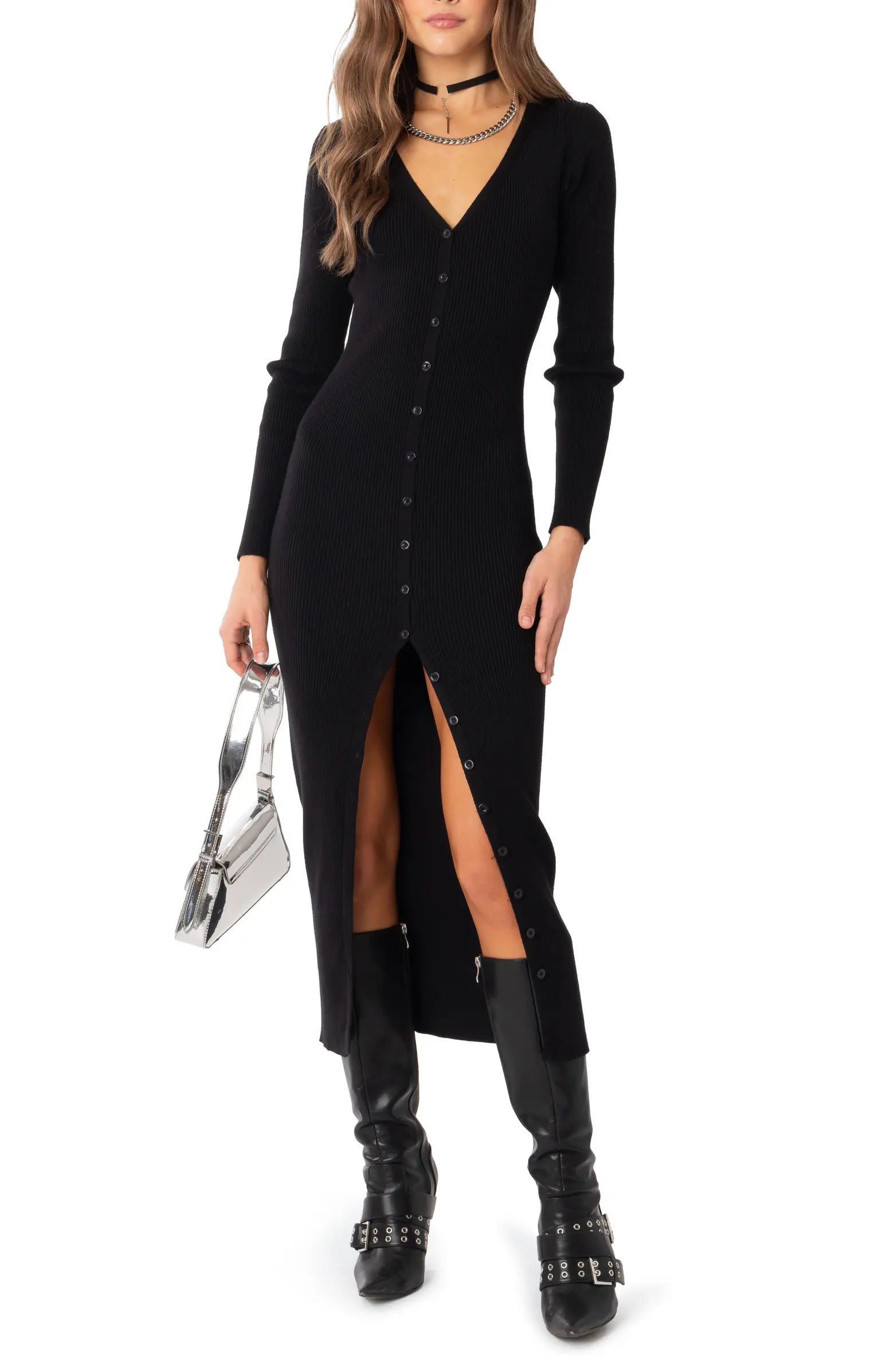 EDIKTED Jazlyn Long Sleeve Rib Sweater Dress | Nordstrom | Nordstrom