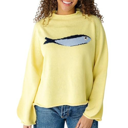 Women's Oversized Roll Neck Cute Animal Graphic Sweater Long Sleeve Chunky Knit Pullover Tops Cas... | Amazon (US)