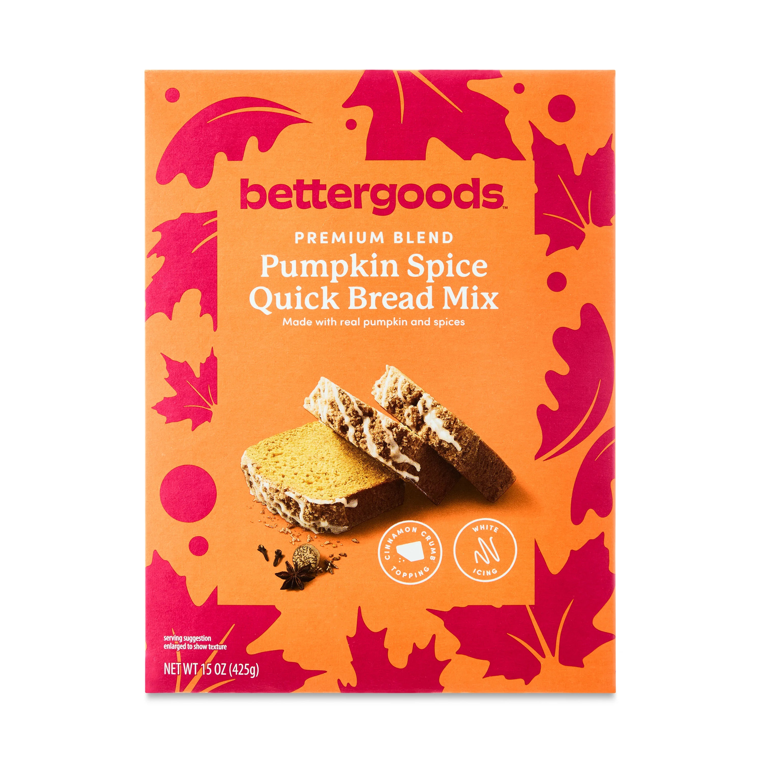 bettergoods Pumpkin Spice Quick Bread Mix with Crumble & Icing, 15 oz | Walmart (US)