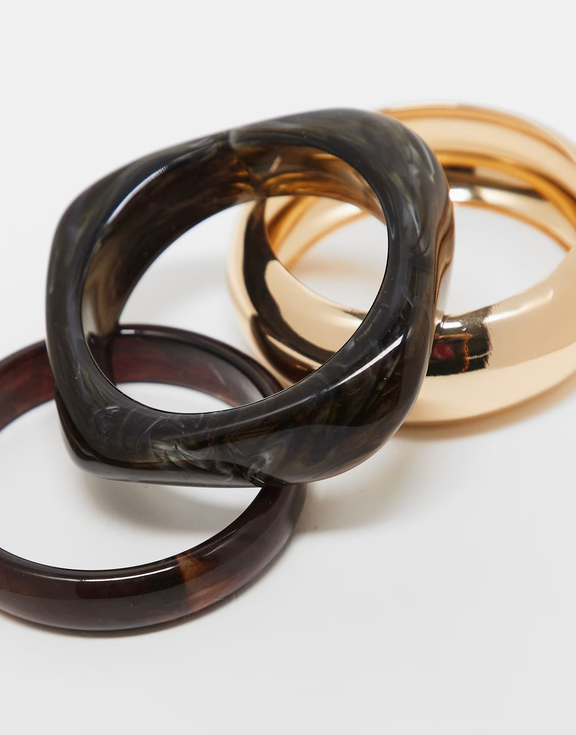 ASOS DESIGN Limited Edition pack of 3 bangles with resin and metal detail in multi | ASOS (Global)