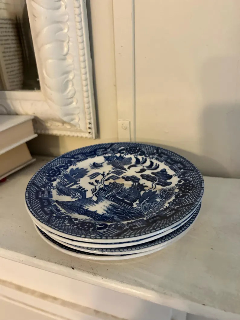 Blue Willow Saucer Plate Japan 5 3/4"  Blue & White set of 4 | Etsy (US)
