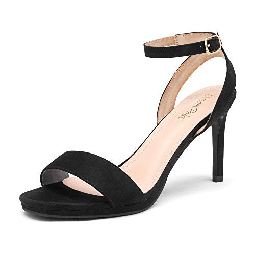 DREAM PAIRS Women's High Stiletto Open Toe Ankle Strap Heels Dress Pump Heel Sandals,Size 10,Black/Suede,STECY-1 | Amazon (US)