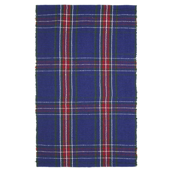 My Texas House Navy Tartan Plaid Indoor/Outdoor Layering Rug, 24" x 38" | Walmart (US)