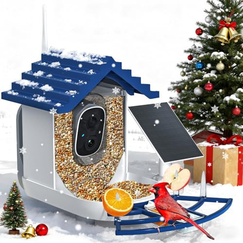 Smart Bird Feeder with Camera Solar Powered & AI Bi rd Identification, 2.4Ghz WiFi Bird feeders for Outdoors, 2K Live Video, Nstant Arrival Alerts - Best Gifts for Bi rd Lovers（Indigo Blue） | Amazon (US)